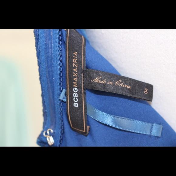 BCBGMaxAzria Evening Blue Gown with Straps Size 4 - Picture 6 of 6